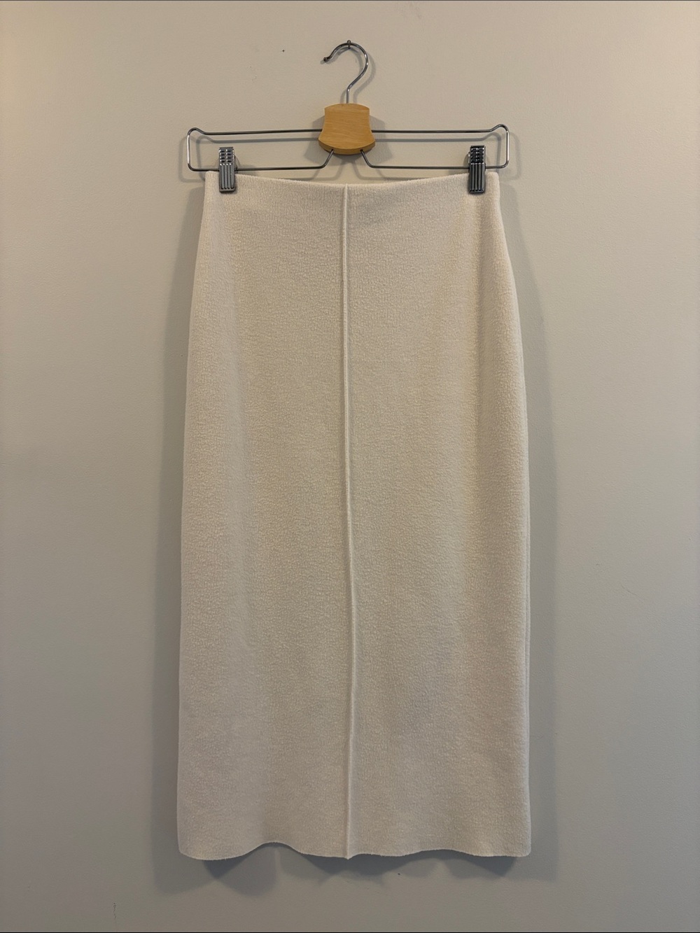 Zara Off-White Textured Midi Skirt